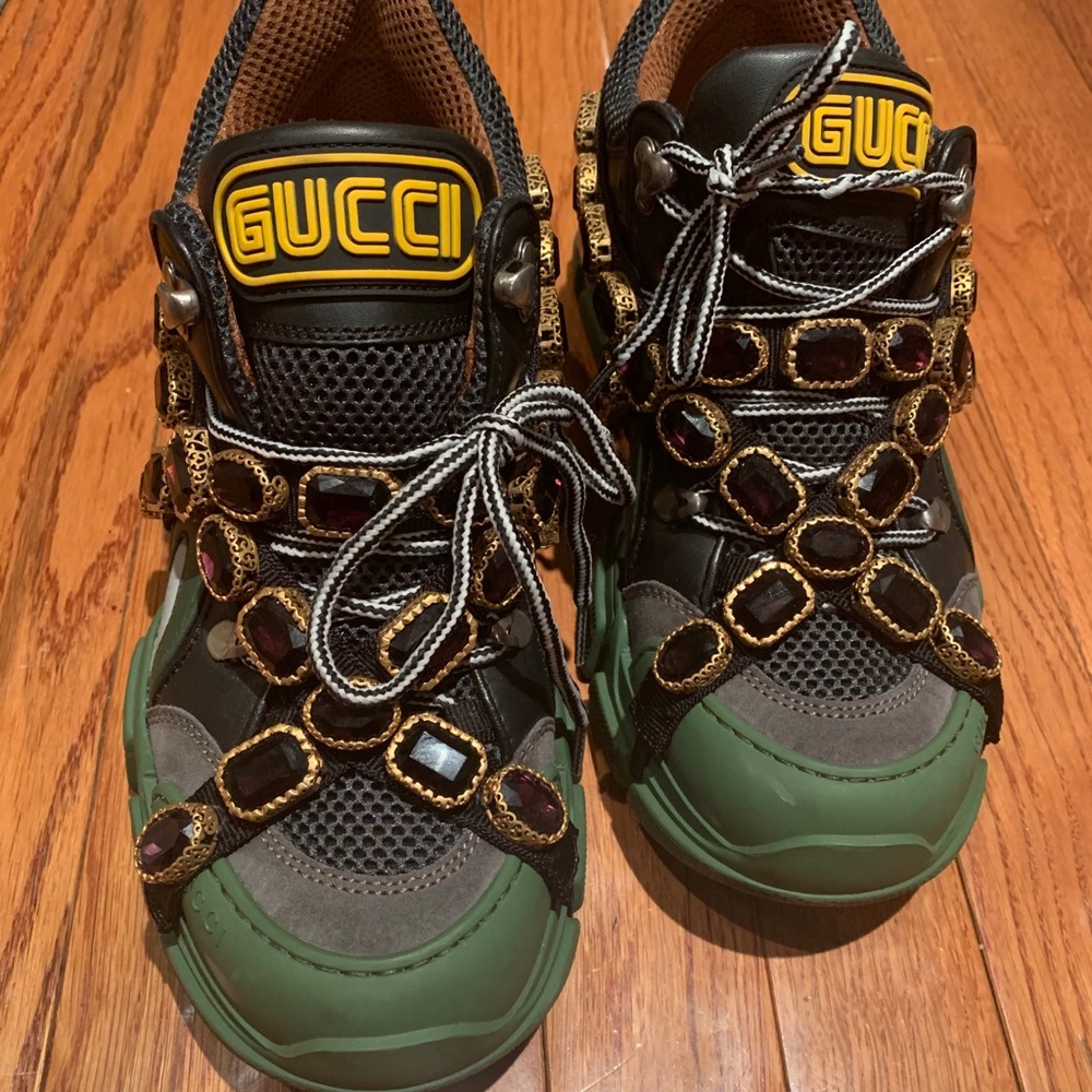Gucci Black Flashtreks with Removable Crystals